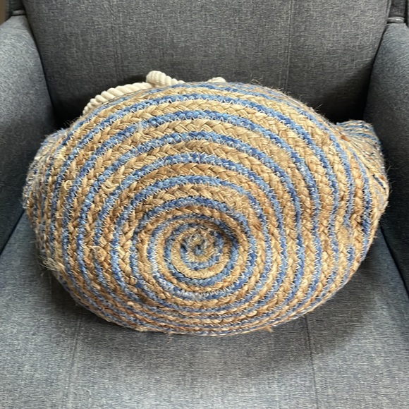 Magid Striped Sisal Jute & Denim Woven Tote